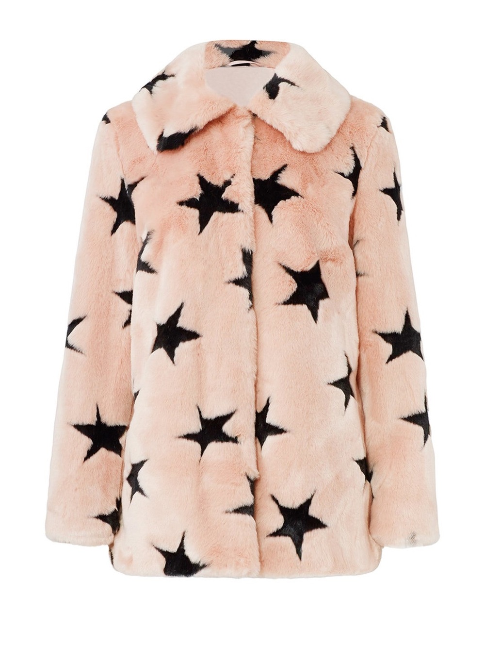 Avec Les Filles Pink Faux Fur Star Jacket with Black Stars - Picture 4 of 8